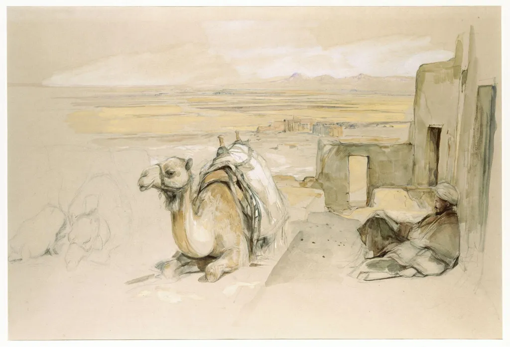 Camels, West Thebes, Egypt, by John Frederick Lewis, watercolor, 1850