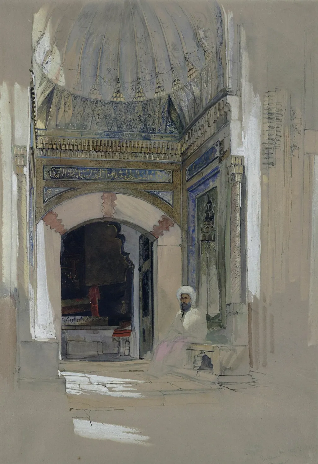 Entrance to the Tomb of Sultan Mehmet I, Bursa, by John Frederick Lewis, watercolor, 1841