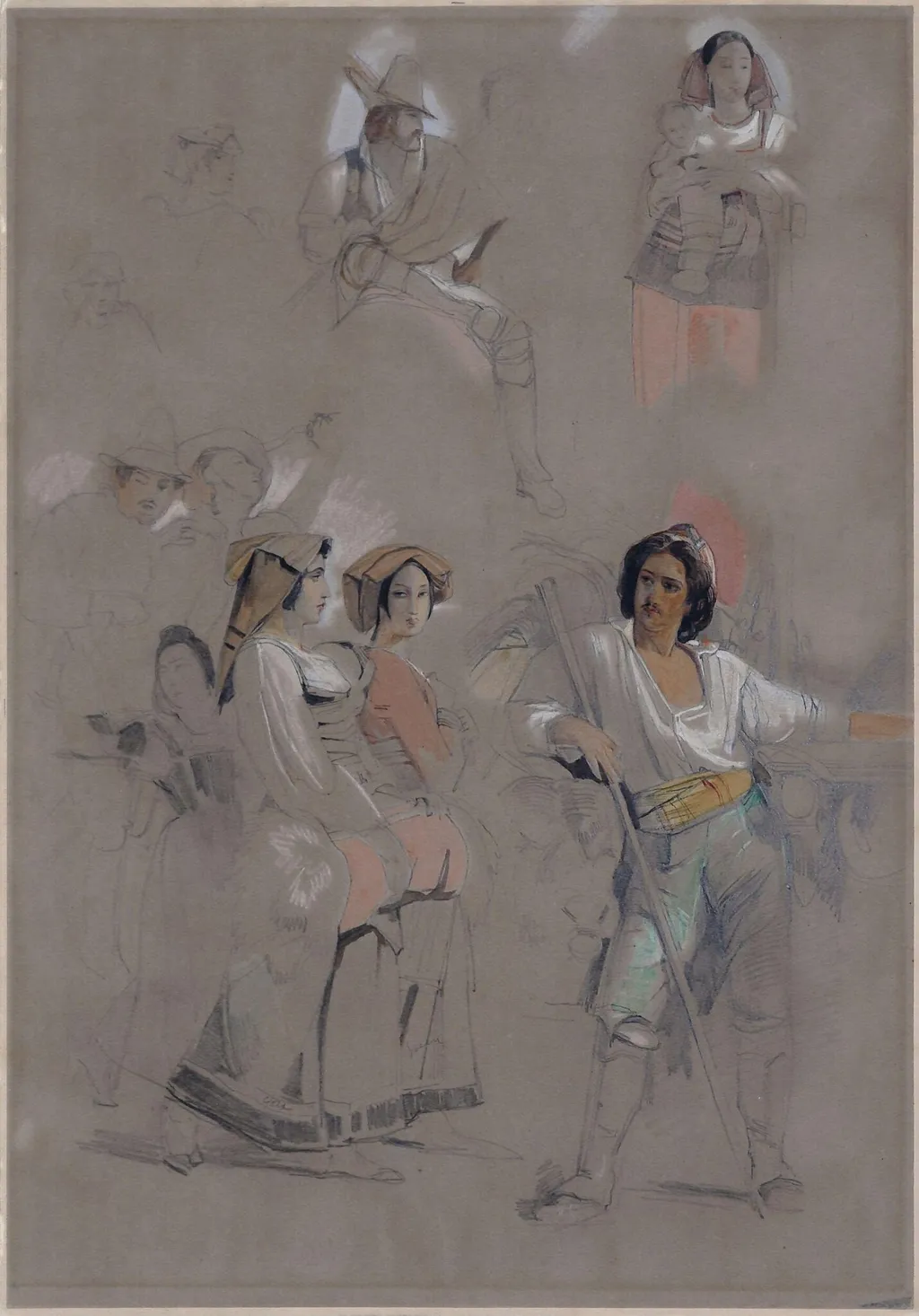 Figures in Italia Costume, by John Frederick Lewis, watercolor, 1838