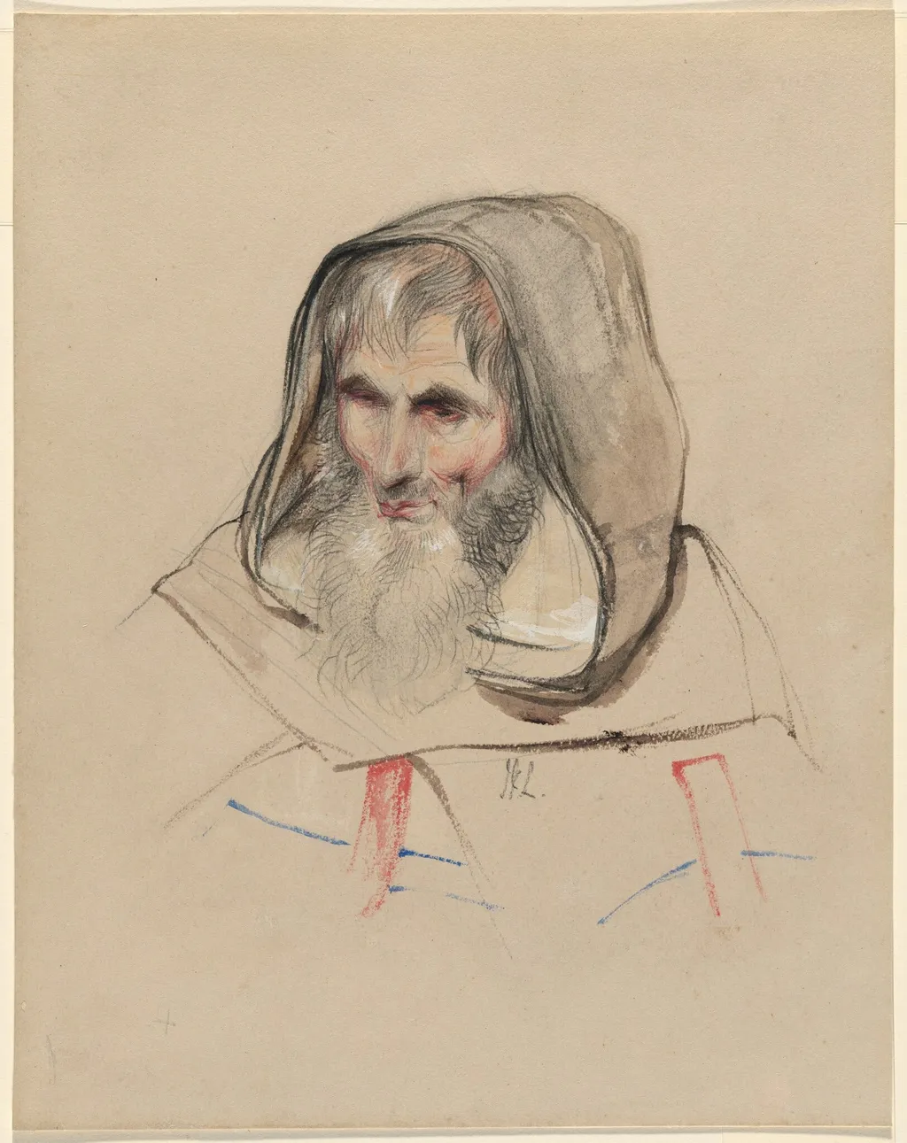 Head of a Spanish Monk, by John Frederick Lewis, watercolor, 1833
