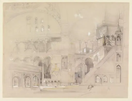 Interior of the Mosque of Aya Sofya, Istanbul  [Interior of Hagia Sophia, Constantinople], by John Frederick Lewis
