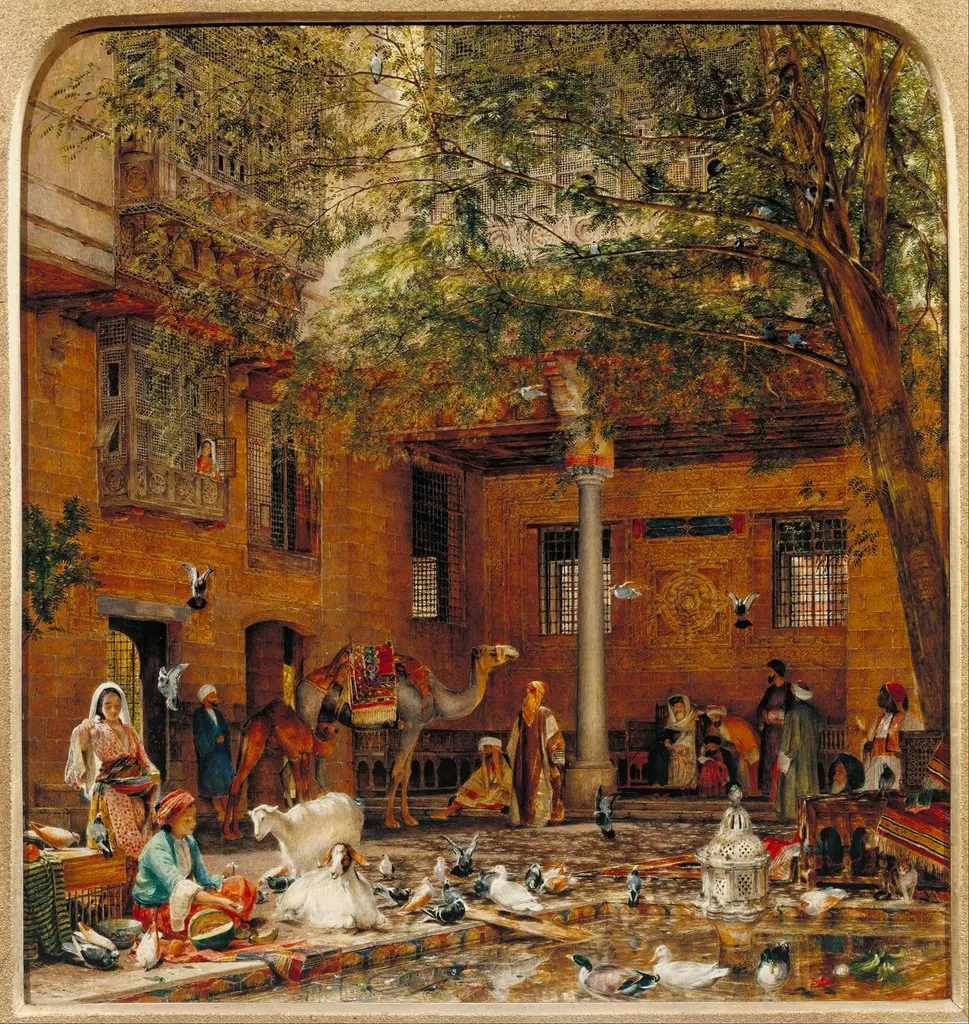 Study for 'The Courtyard of the Coptic Patriarch's House in Cairo', by John Frederick Lewis