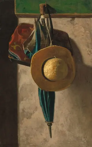 Straw Hat, Bag, and Umbrella, by John Frederick Peto