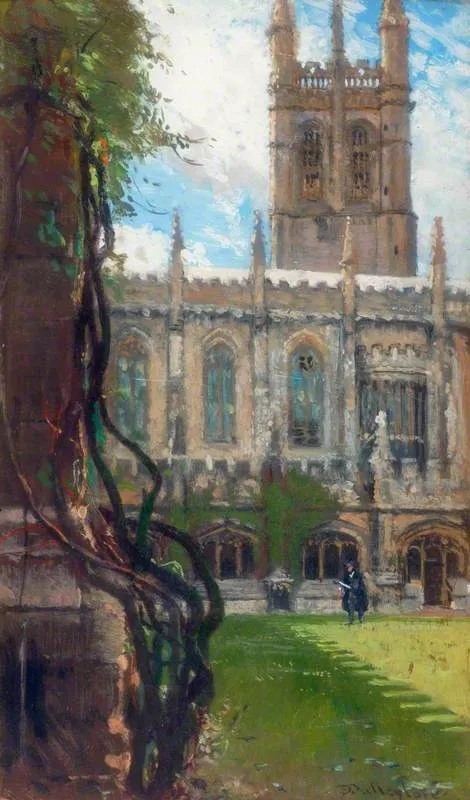 Magdalen College, Oxford, from the Cloisters, by John Fulleylove, oil, 1900
