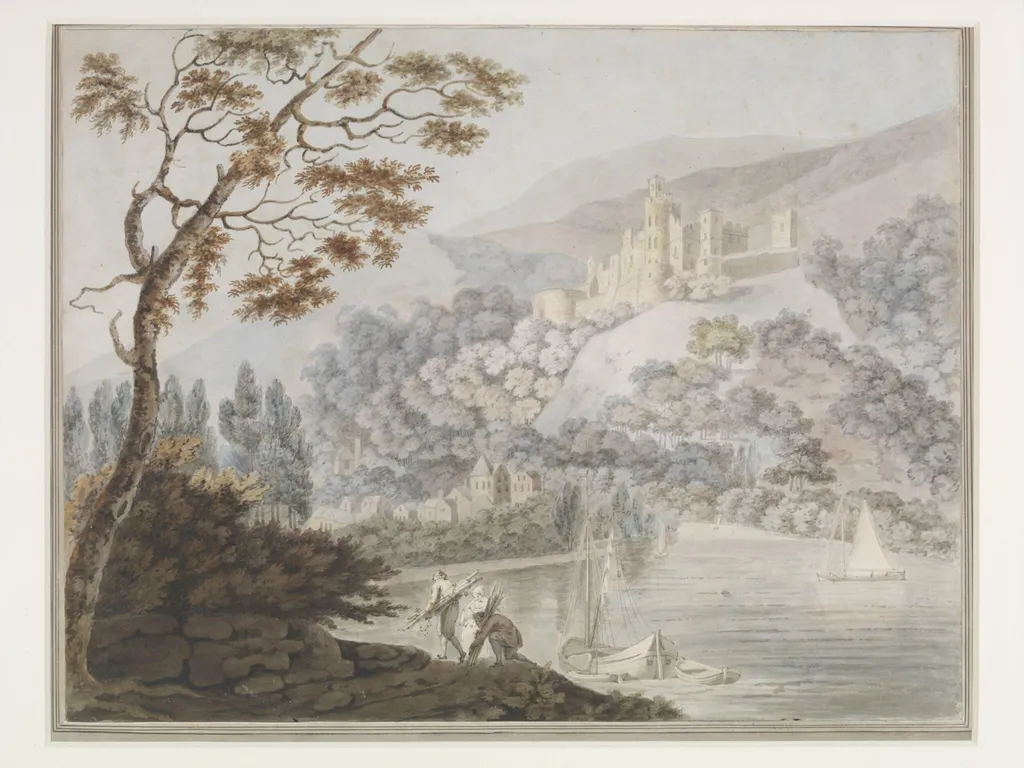 View of Capelle Castle on the Rhine, by John Gardnor, watercolor, 1788