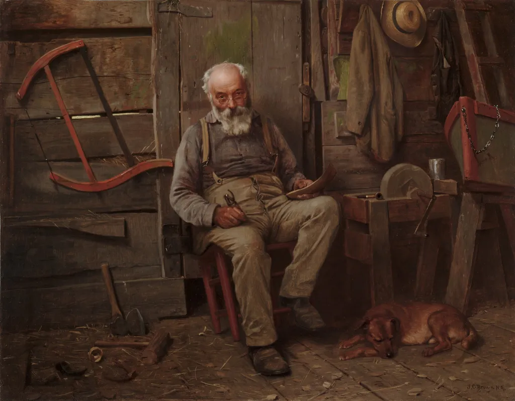 Boat Builder, by John George Brown, oil, 1904