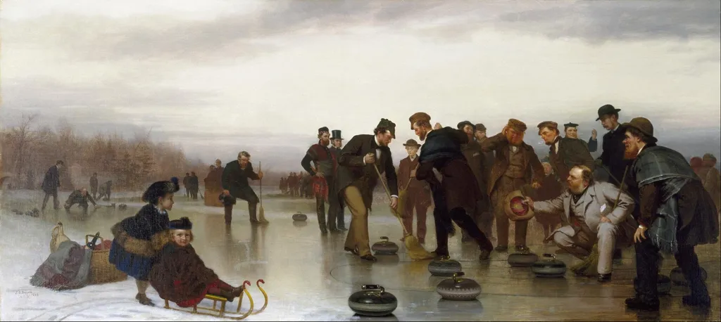 Curling;—a Scottish Game, at Central Park, by John George Brown, oil, 1862