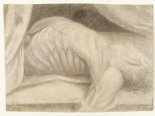 Half-length anatomical study of a man, drawn from a dissected corpse, by John Gibson