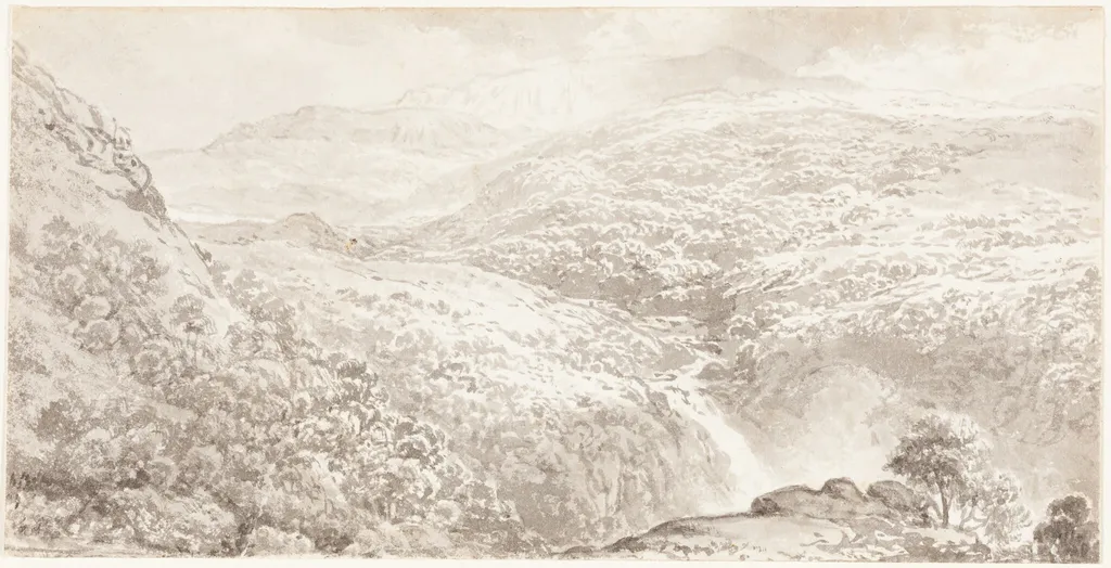 A Mountain Valley with a Waterfall, by John Glover, 1795