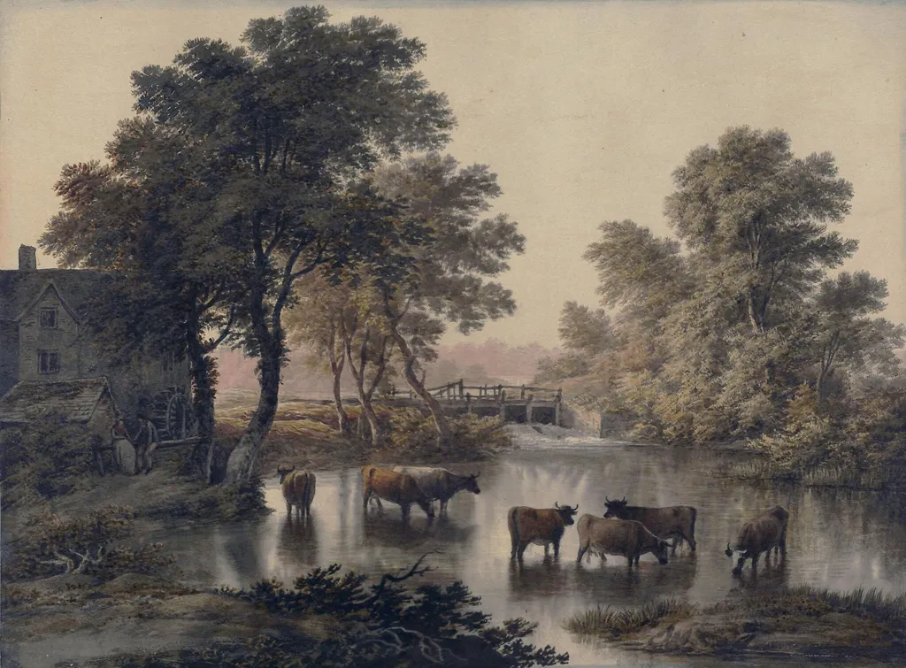 Evening, Shenstone Mill, near Lichfield, by John Glover, watercolor, 1794