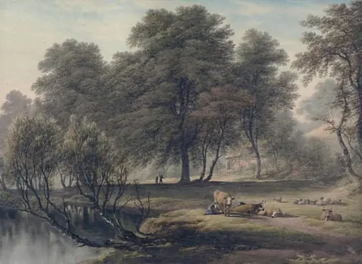 View near Lichfield - Morning, by John Glover