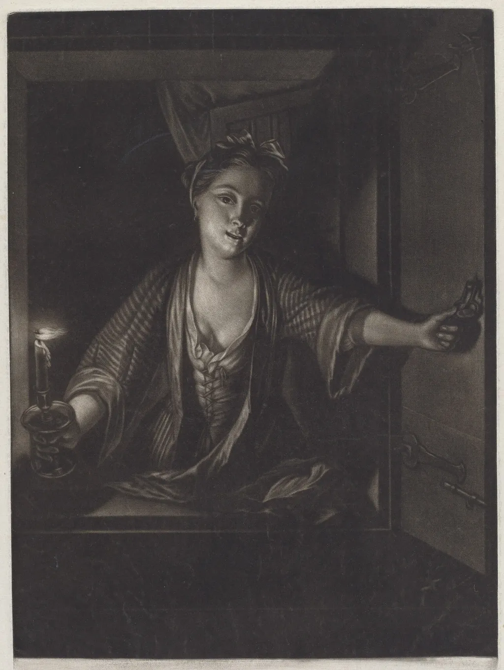 Girl with a Candle, by John Greenwood, ink
