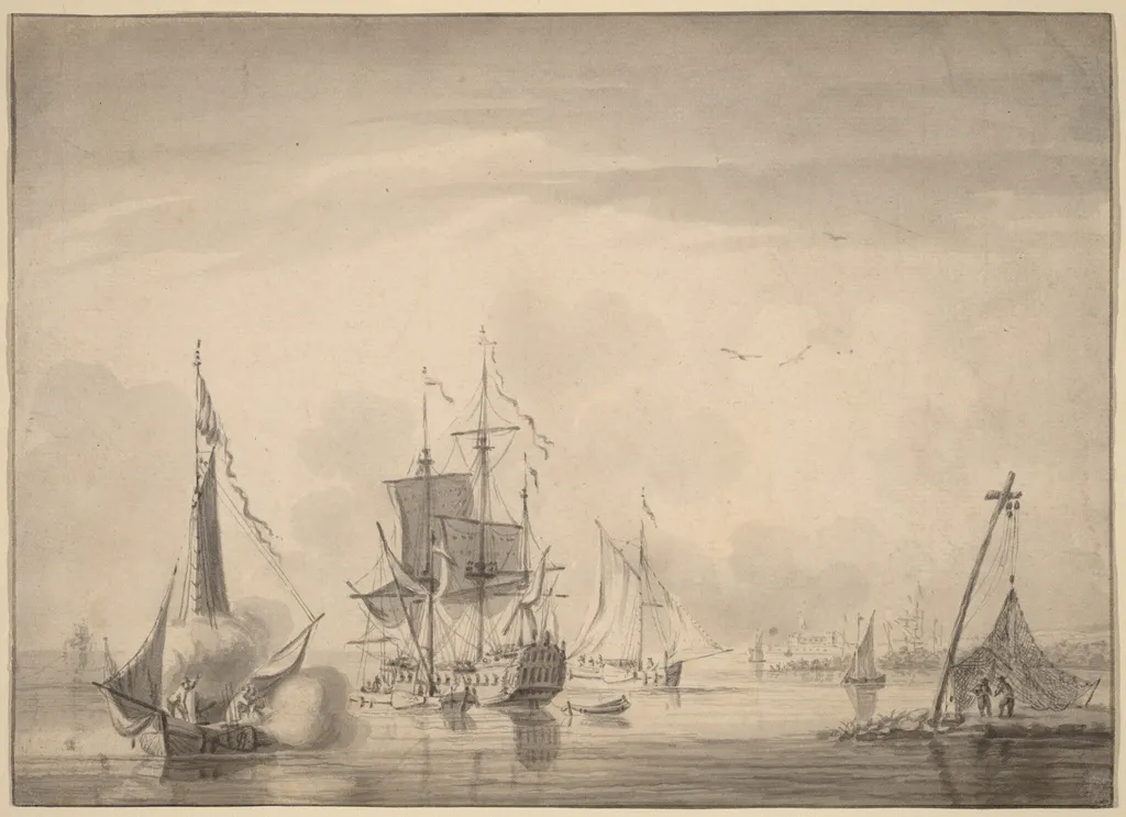 Harbor Scene, by John Greenwood, ink