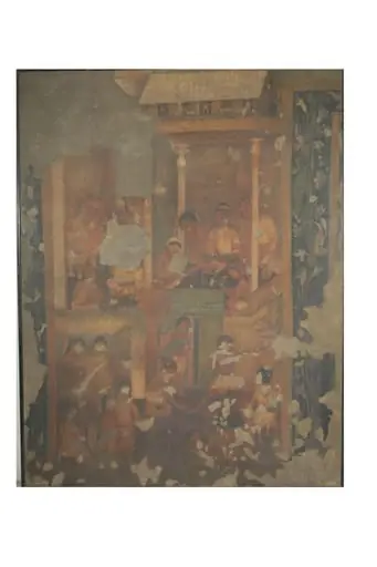 Copy of painting in the caves of Ajanta (cave 16), by John Griffiths