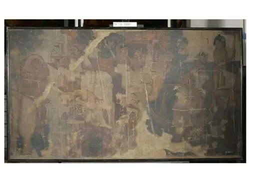 Copy of painting inside the Ajanta caves (cave 10), by John Griffiths