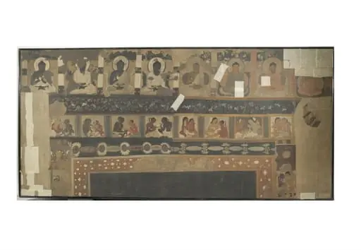 Copy of painting inside the Ajanta caves (cave 17), by John Griffiths