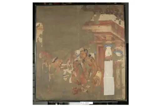 Copy of painting inside the caves of Ajanta (Cave 1), by John Griffiths