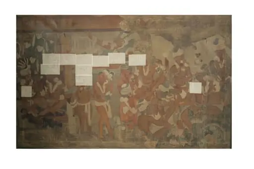 Copy of painting inside the caves of Ajanta (Cave 1), by John Griffiths