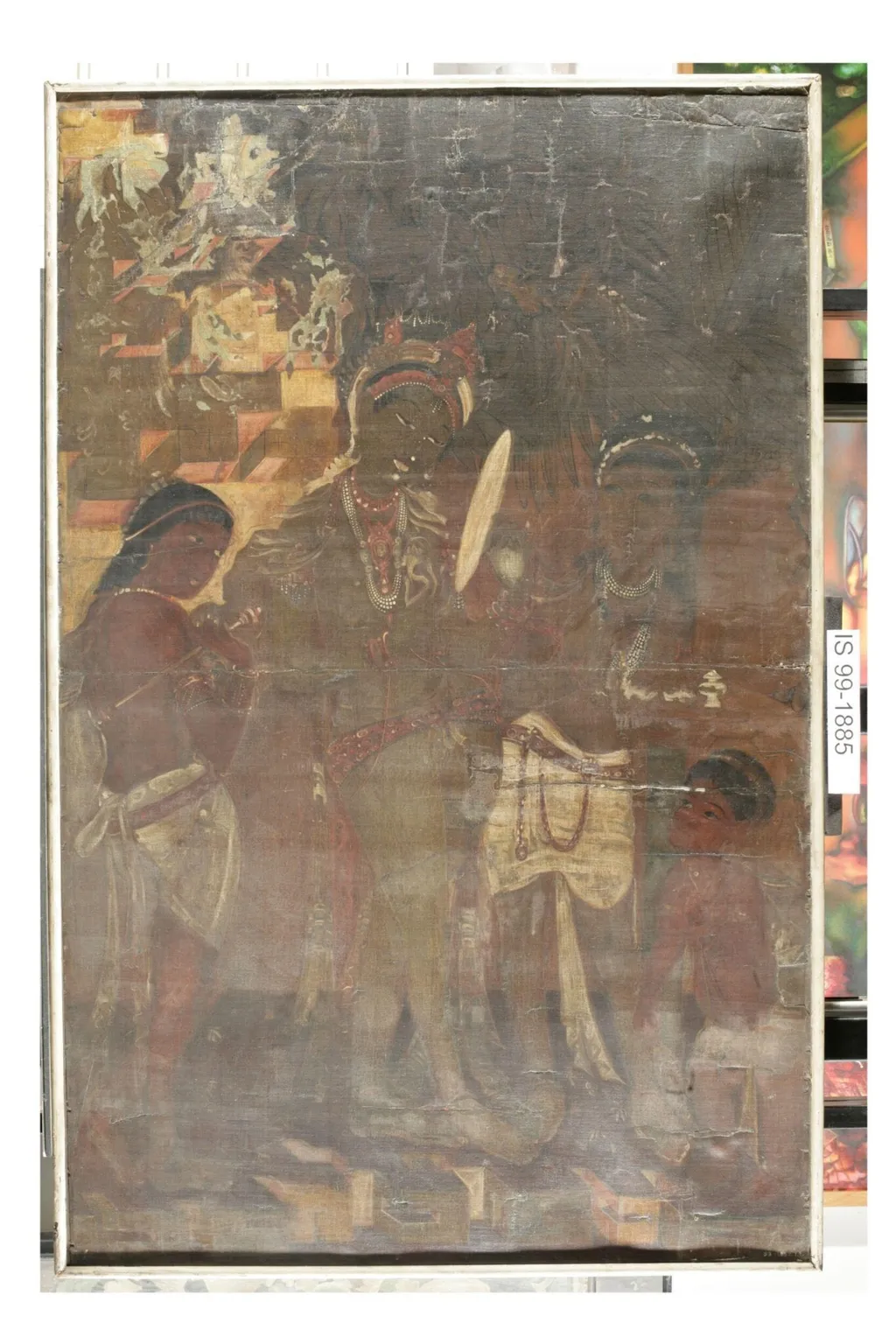 Copy of painting inside the caves of Ajanta (cave 17), by John Griffiths, oil, 1878