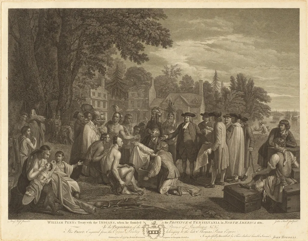 William Penn's Treaty with the Indians, by John Hall, ink, 1775