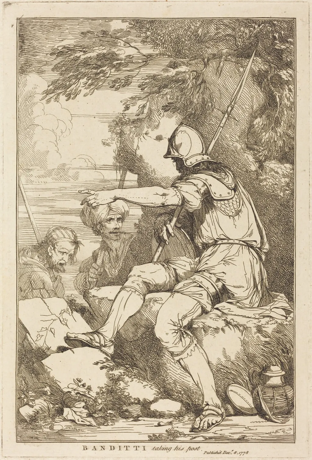 Banditti Taking His Post, by John Hamilton Mortimer, ink, 1778