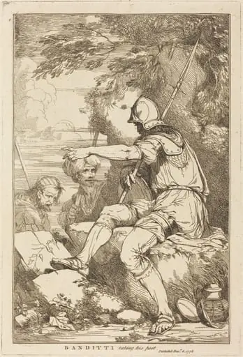 Banditti Taking His Post, by John Hamilton Mortimer