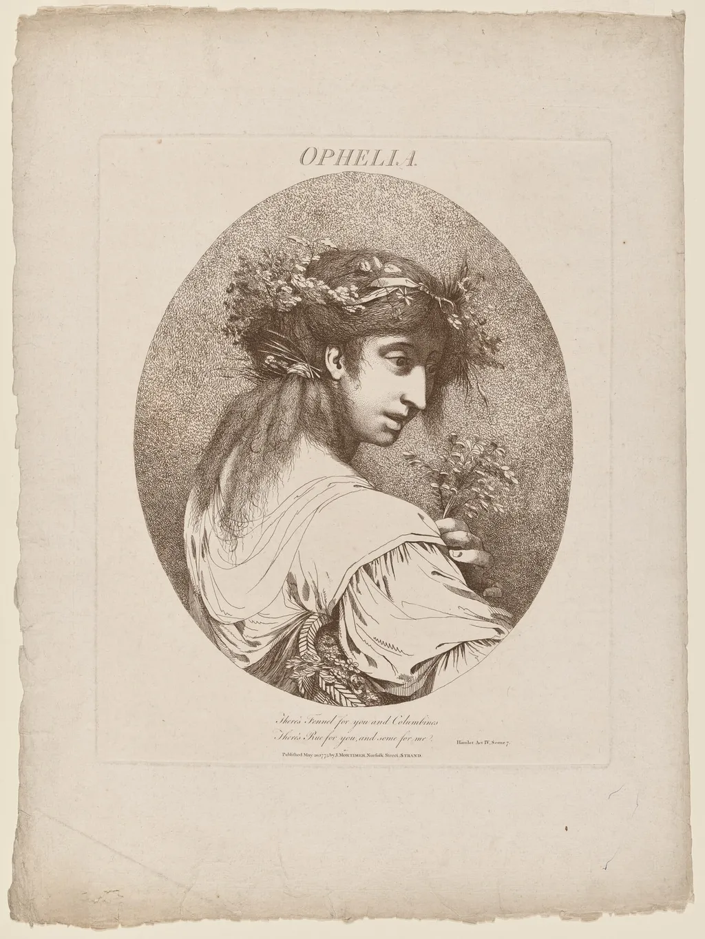 Ophelia, by John Hamilton Mortimer, ink, 1775