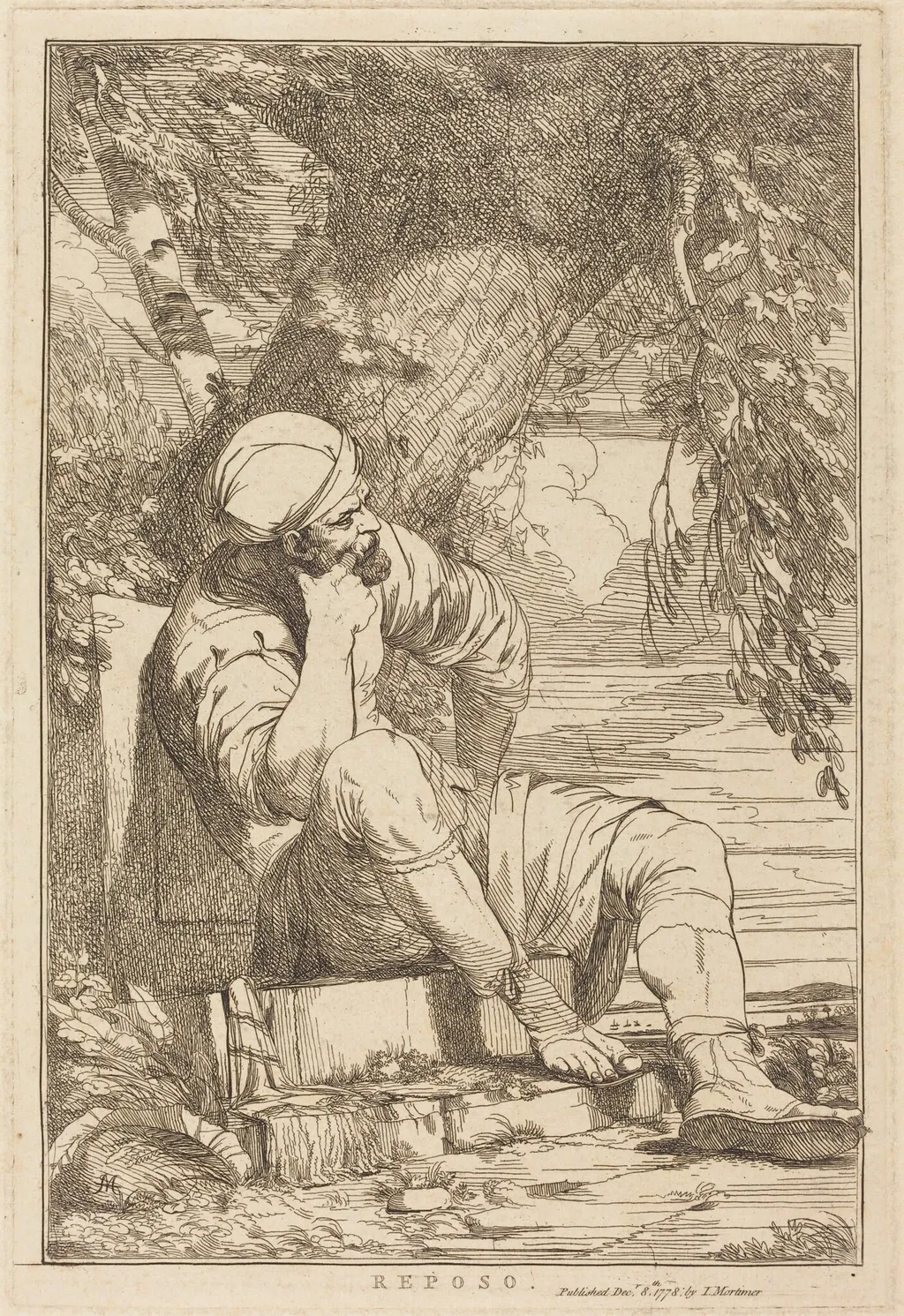 Reposo, by John Hamilton Mortimer, ink, 1778