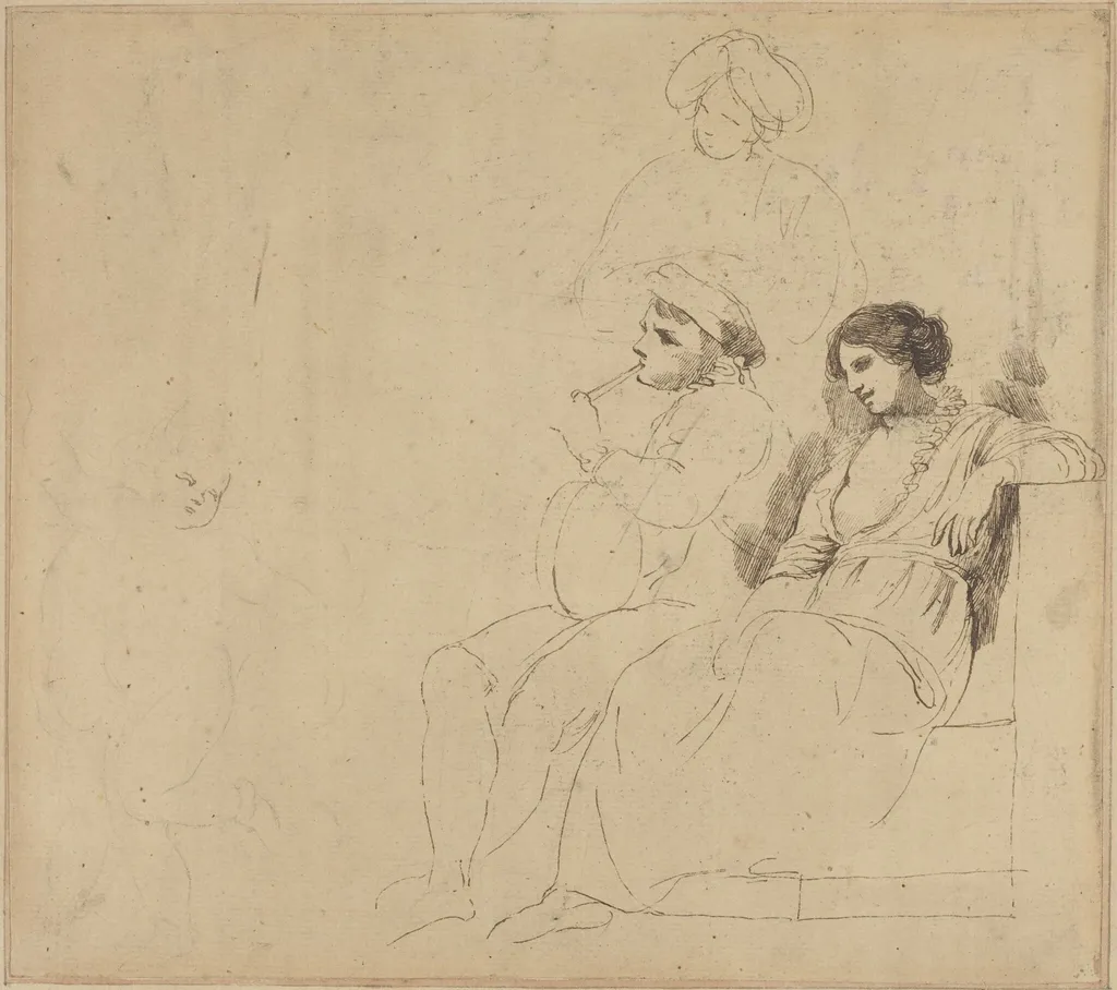 Study for "The Rustic Dancers", by John Hamilton Mortimer, ink, 1772