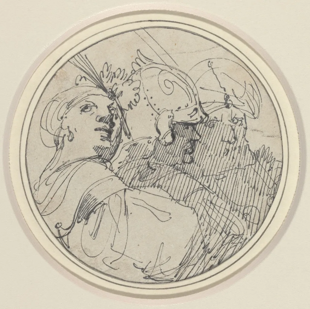 Three Oriental Heads, by John Hamilton Mortimer, ink, 1772