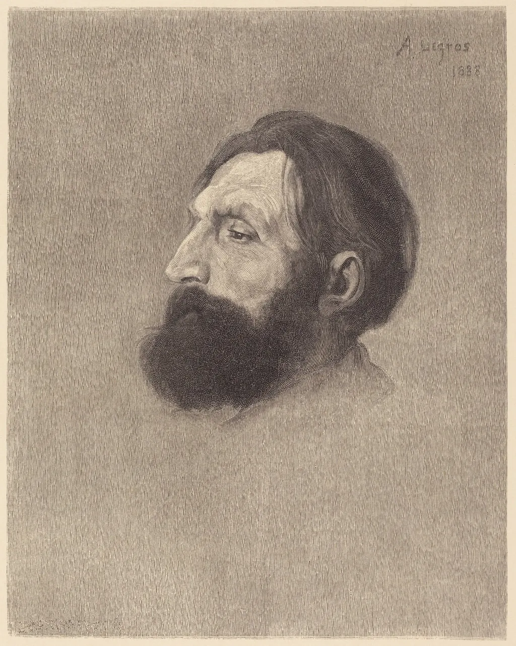 Auguste Rodin, by John Henry Ellsworth Whitney, ink, 1884