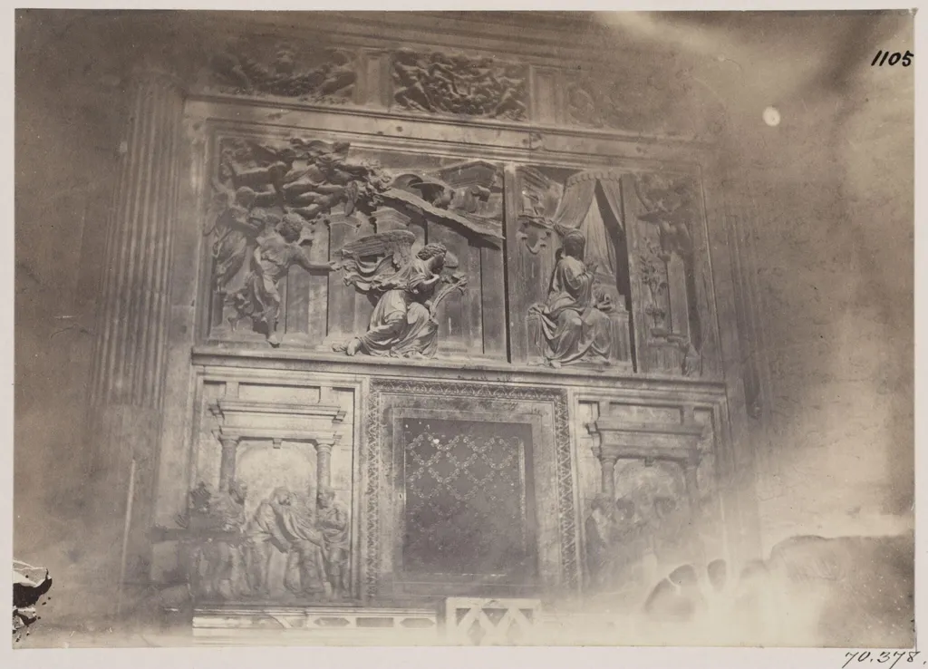 Out of Rome - House of the Blessed Virgin at Loreto. Sculpture of the Annunciation, A.D. 1520, by John Henry Parker, photographic, 1867