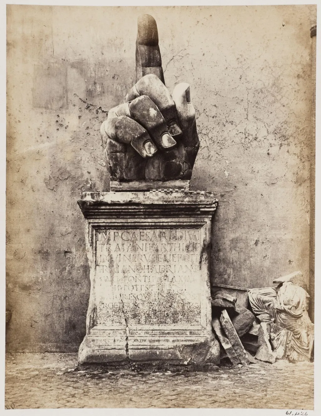 Sculpture - Colossal Hand in the Courtyard of the Palazzo de' Conservatori on the Capitol, by John Henry Parker, photographic, 1867