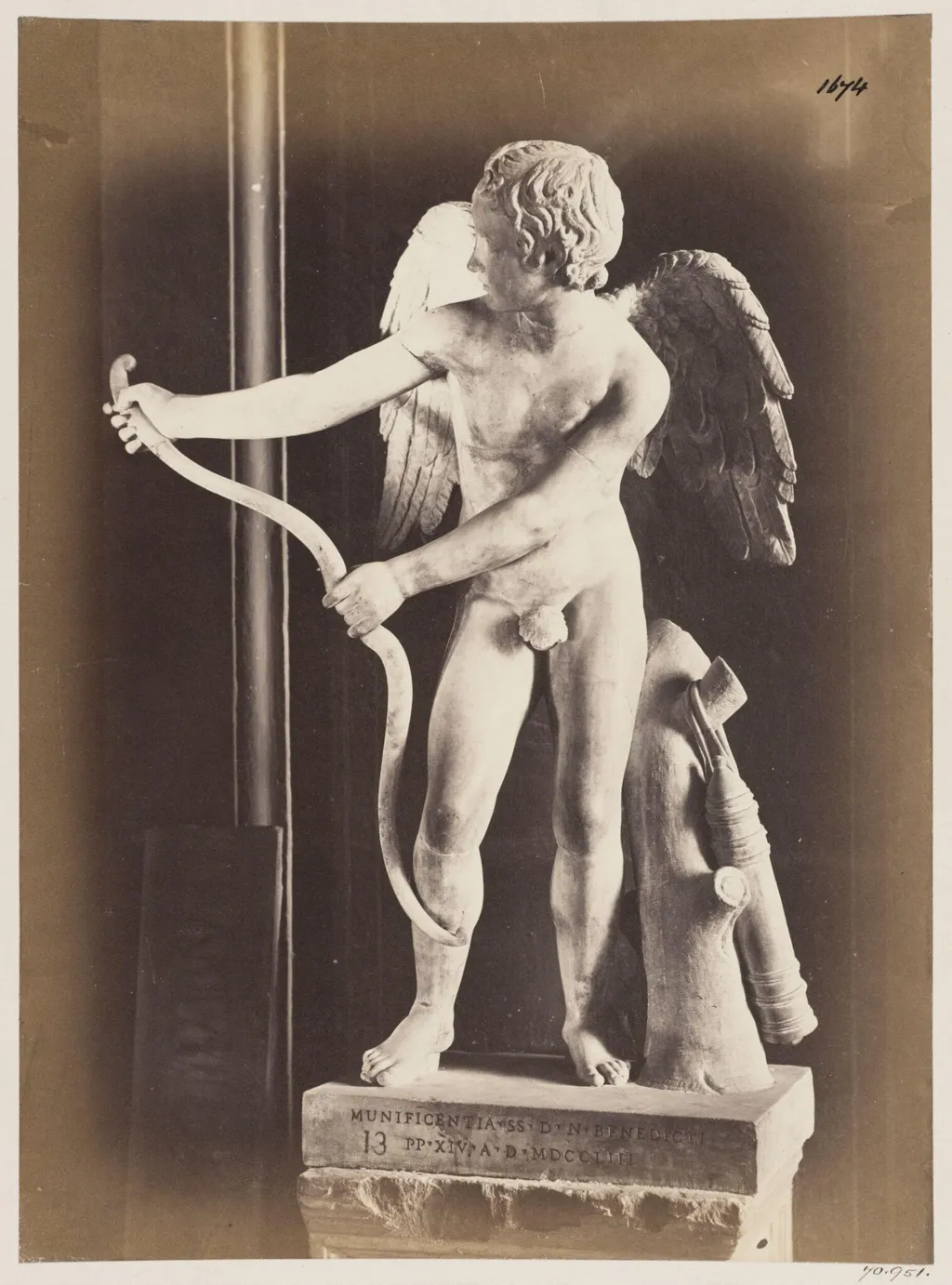 Sculpture - Statue of Cupid with his bow, in the Capitoline Museum., by John Henry Parker, photographic, 1867
