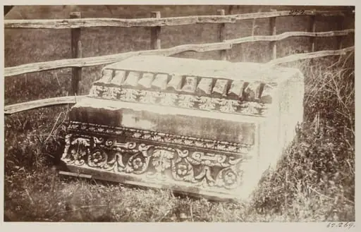 Sculptures - Fragment of a Cornice of the Temple of  Mars (?), outside the Porta S. Sebastiano or Appia, said to belong to this Temple when rebuilt in the third century, by John Henry Parker