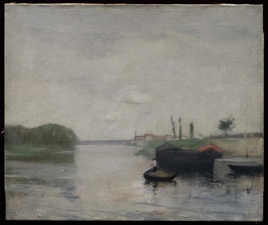 Canal Scene, by John Henry Twachtman, oil, 1887