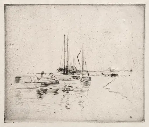 Four Boats on the Canal, Near Dordrecht, by John Henry Twachtman
