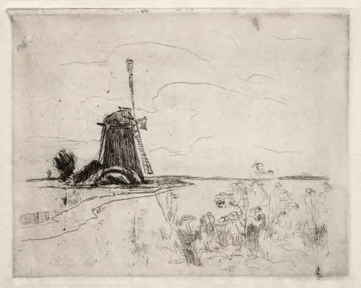 Mill and Weeds, Holland, by John Henry Twachtman, 1886