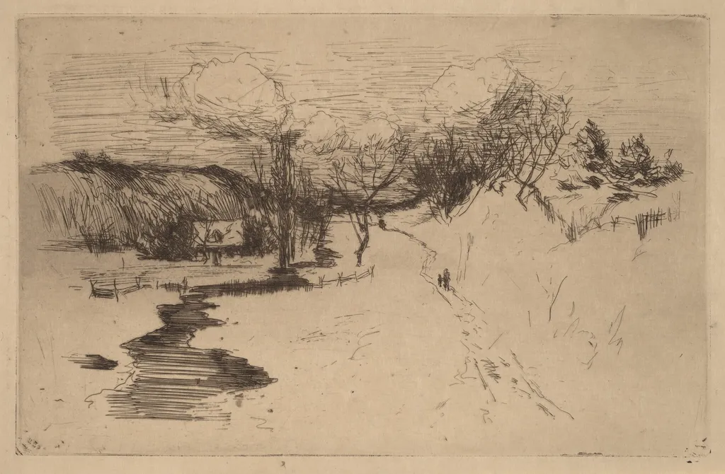 Winter, Avondale, by John Henry Twachtman, ink, 1879