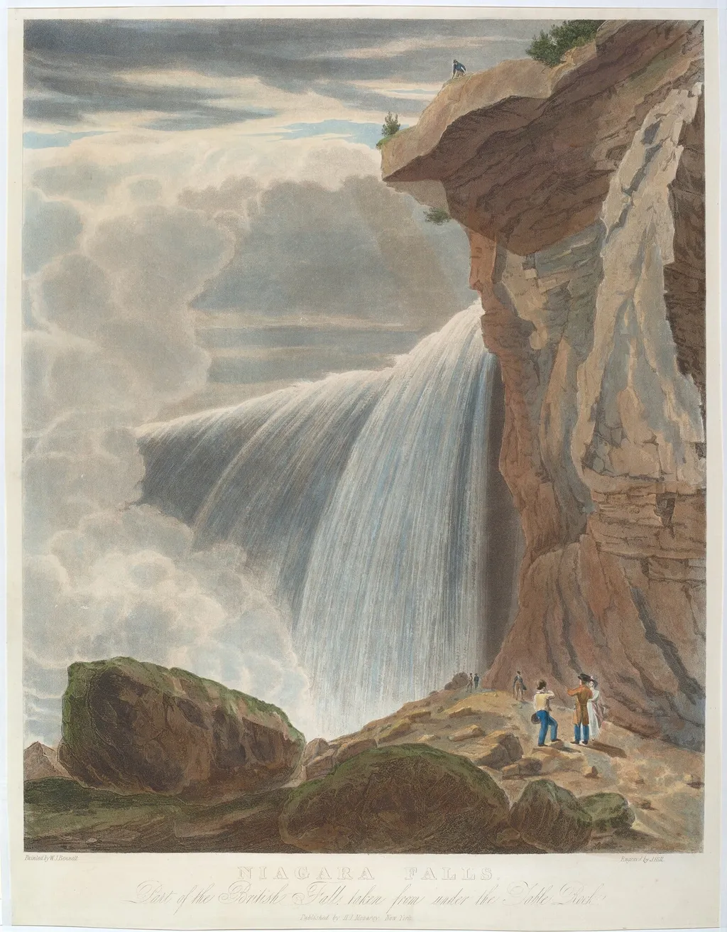 Niagara Falls from Under Table Rock, by John Hill, ink, 1829