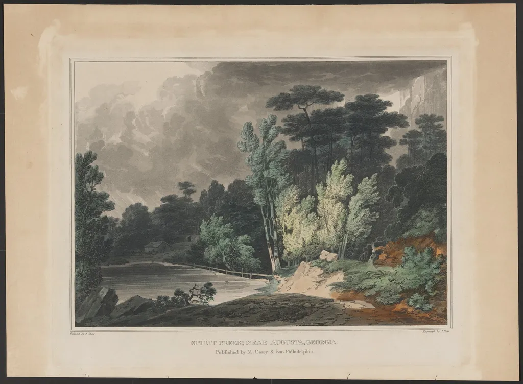 Spirit Creek; Near Augusta, Georgia, by John Hill, watercolor, 1820