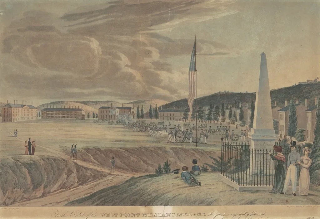 United States Military Academy, Looking South, by John Hill, ink, 1828