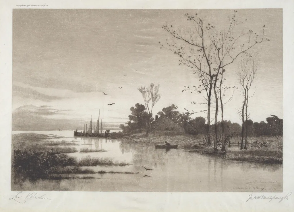 Shrewsbury River, by John Hill Millspaugh, ink, 1887