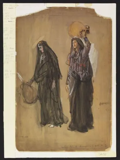 Palestinian [?] women with water pitchers, by John J. Alsop