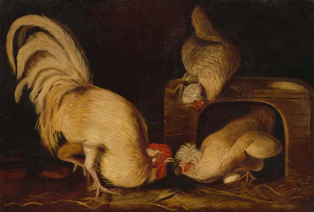 Farmyard Fowls, by John James Audubon, oil, 1827