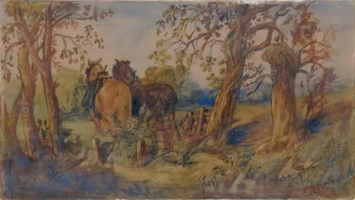 Horses in a Landscape, by John Joseph Cotman