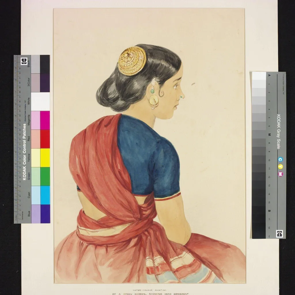 Portrait of a Hindu woman, by John Joseph Fonçeca, paint, 1872