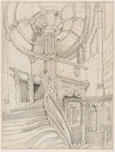 Staircase of Francis I, Château de Blois, by John Junior Burgess