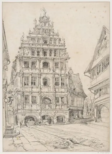 The east front of the Gewandhaus, Brunswick, by John Junior Burgess