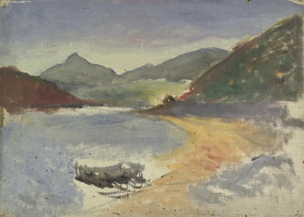 Lake and mountains, by John Kelt Edwards, oil, 1920